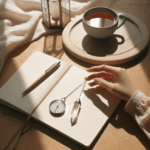 Pendule en quartz au-dessus d'un carnet, intuition claire