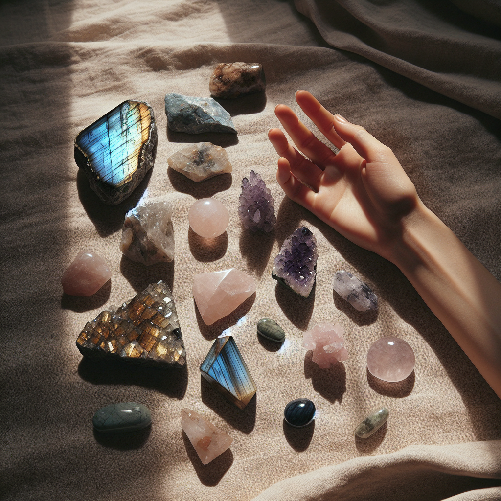 Pierres pour hypersensibilité: labradorite, quartz rose, améthyste