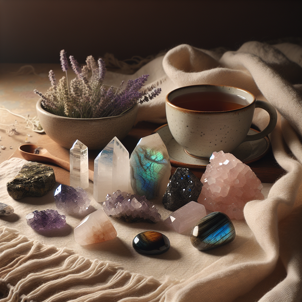 Pierres pour la ménopause sur tissu, lumière douce