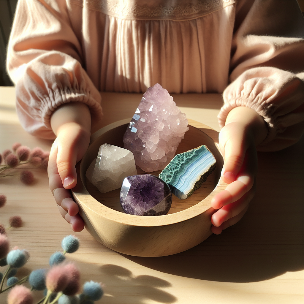Pierre pour enfant anxieux avec améthyste et quartz rose